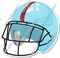 Football Helmet - Baby Blue / Red w/ Variants