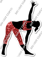 Trikonasana Pose - Yoga Silhouette Red Sparkle w/ Variants