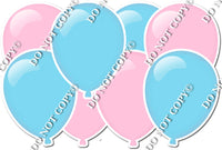 Flat Baby Blue & Baby Pink Horizontal Balloon Panel