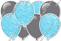 Grey & Baby Blue - Horizontal Balloon Panel