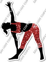 Trikonasana Pose - Yoga Silhouette Red Sparkle w/ Variants