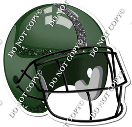 Football Helmet - Hunter Green / Silver w/ Variants