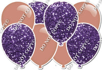 Flat Champagne & Purple Sparkle - Horizontal Balloon Panel