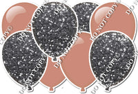 Flat Rose Gold & Silver Sparkle - Horizontal Balloon Panel