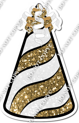 Gold & White Sparkle Party Hat w/ Variant