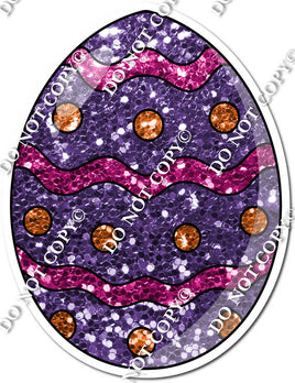 Purple & Pink Sparkle Easter Egg - Horizontal Squiggles w/ Variants