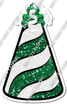 Green & White Sparkle Party Hat w/ Variant