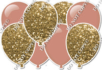 Flat Rose Gold & Gold Sparkle - Horizontal Balloon Panel