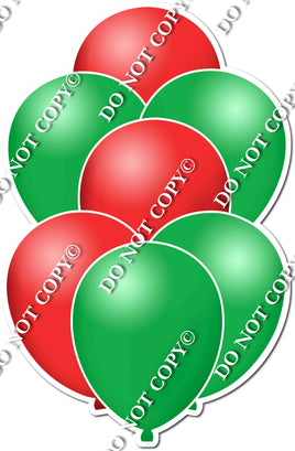 Flat Red & Green Sparkle Balloon Bundle