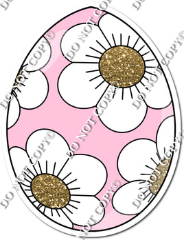 Flat Baby Pink & White Daisies Easter Egg w/ Variants