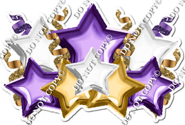 Foil Star Panel - Violet, White, Gold