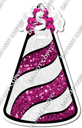 Hot Pink & White Sparkle Party Hat w/ Variant
