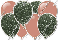 Flat Rose Gold & Sage Sparkle - Horizontal Balloon Panel