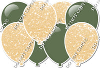 Champagne Sparkle & Flat Sage - Horizontal Balloon Panel