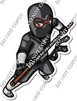 Dark Skin Tone Silver - Ninja Boy - Staff in Front w/ Variants