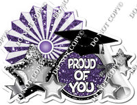 Purple & White Sparkle Proud of You Statement with Fan Right w/ Variant