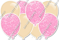 Baby Pink Sparkle & Flat Champagne - Horizontal Balloon Panel