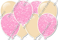 Baby Pink Sparkle & Flat Champagne - Horizontal Balloon Panel