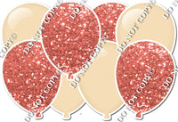 Coral Sparkle & Flat Champagne - Horizontal Balloon Panel
