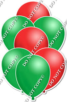 Flat Red & Green Sparkle Balloon Bundle