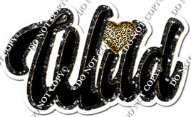 Silver, Black, Gold Sparkle w/ Heart - Cursive Wild Statement w/ Variants