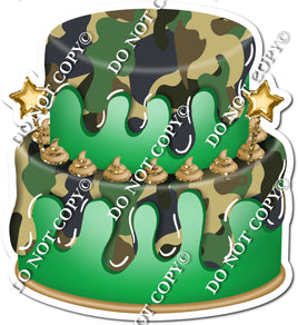 2 Tier Green & Camo Cake