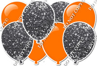 Silver Sparkle & Flat Orange - Horizontal Balloon Panel