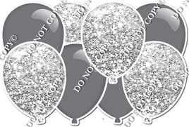 Grey & Light Silver - Horizontal Balloon Panel