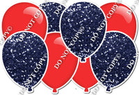 Navy Blue Sparkle & Flat Red - Horizontal Balloon Panel