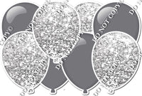 Grey & Light Silver - Horizontal Balloon Panel