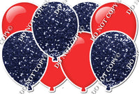 Navy Blue Sparkle & Flat Red - Horizontal Balloon Panel