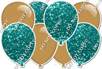 Teal Sparkle & Flat Gold - Horizontal Balloon Panel