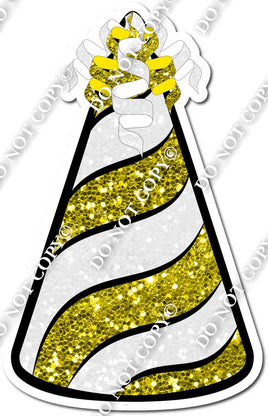 Yellow & White Sparkle Party Hat w/ Variant