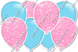 Flat Baby Blue & Pink Sparkle - Horizontal Balloon Panel