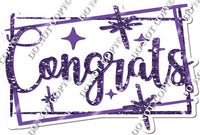 White & Purple Sparkle Congrats Grad w/ Variant