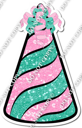 Mint & Baby Pink Sparkle Party Hat w/ Variant