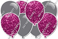 Grey & Hot Pink - Horizontal Balloon Panel