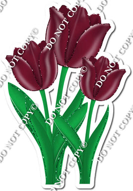 3 Tulips - Burgundy - w/ Variants