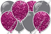 Grey & Hot Pink - Horizontal Balloon Panel