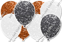 Silver, White & Orange Sparkle - Horizontal Balloon Panel