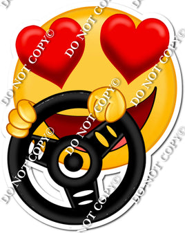 Emoji with Heart Eyes & Steering Wheel