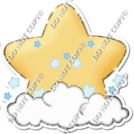 Star Sitting on Cloud - Baby Blue
