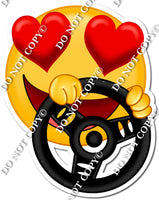 Emoji with Heart Eyes & Steering Wheel w/ Variants