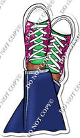 Dark Skin Tone Wearing Hot Pink & Green Shoes w/ Variants