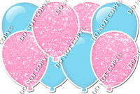 Flat Baby Blue & Pink Sparkle - Horizontal Balloon Panel