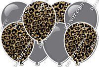 Grey & Gold Leopard - Horizontal Balloon Panel