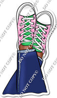 Dark Skin Tone Wearing Baby Pink & Green Shoes w/ Variants