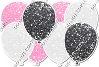 White, Baby Pink & Silver Sparkle - Horizontal Balloon Panel
