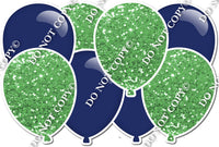 Lime Sparkle & Flat Navy Blue - Horizontal Balloon Panel