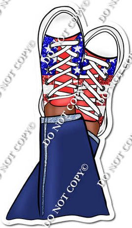 Dark Skin Tone Wearing American Flag Shoes w/ Variants
